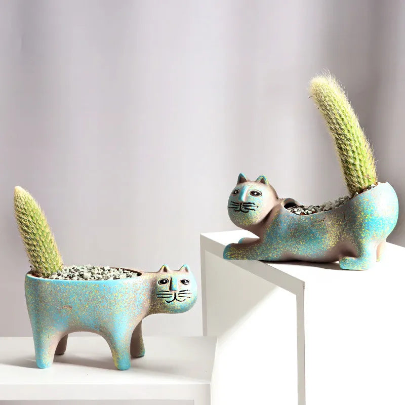 MINI CERAMIC CAT PLANTERS