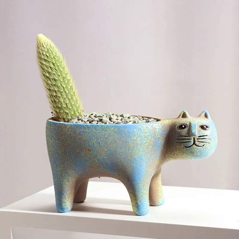 MINI CERAMIC CAT PLANTERS